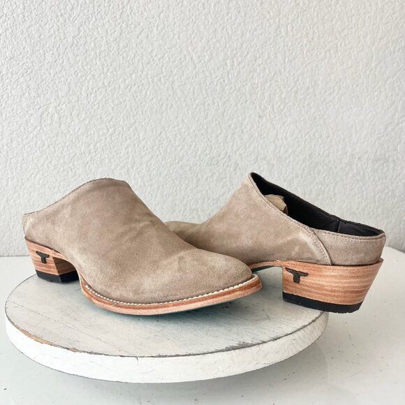 Lane Plain Jane Mule Womens 9.5 Latte Suede Cowboy Boots Western Cowgirl Slip On - Picture 1 of 11